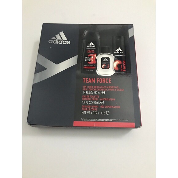 Adidas Team Force Set Of 3- EUA De Toilette Body Hair Face Gel & Deo Body Spray - Picture 6 of 10